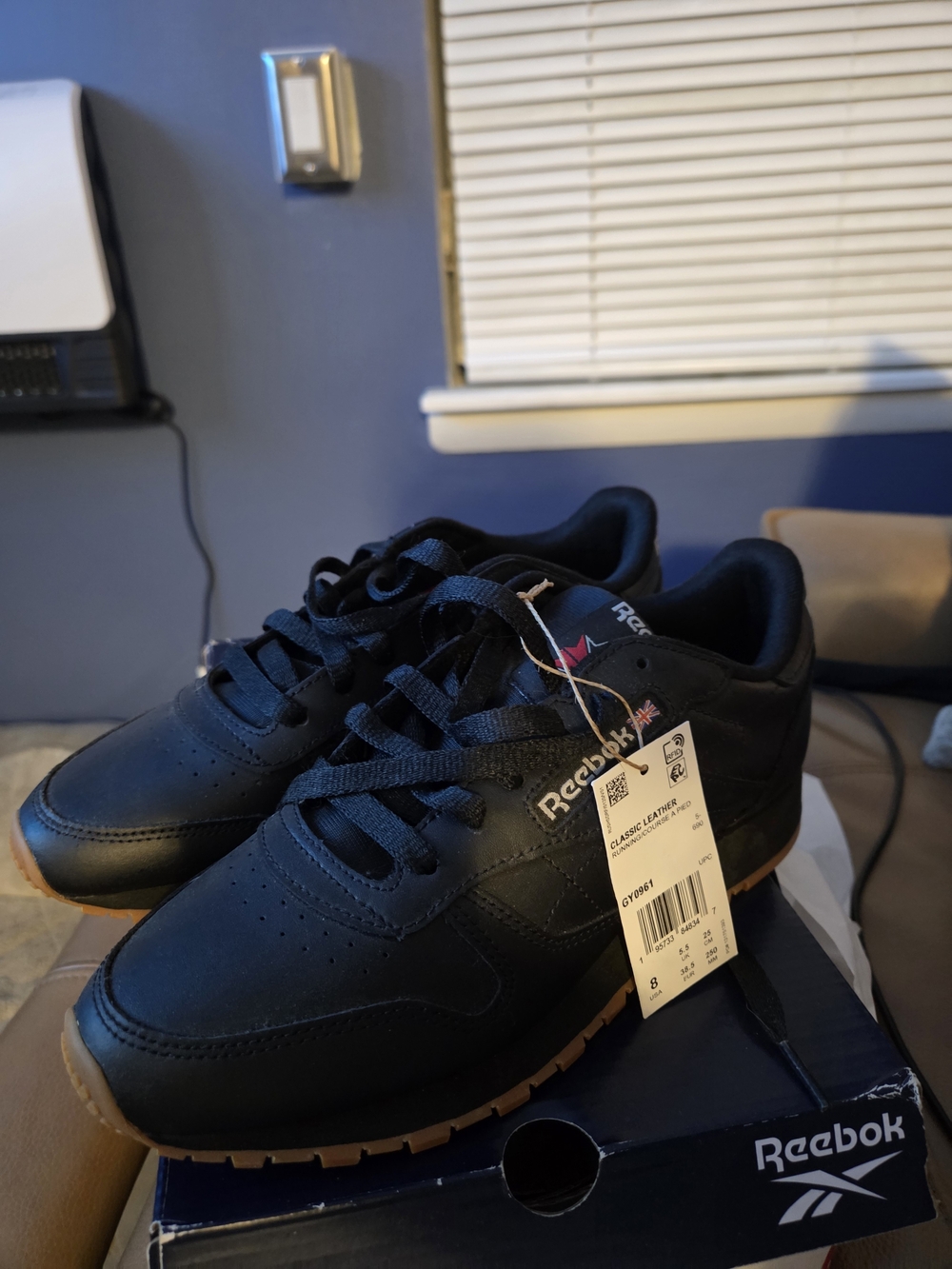 Reebok Black Leather Sneakers with Gum Outsole